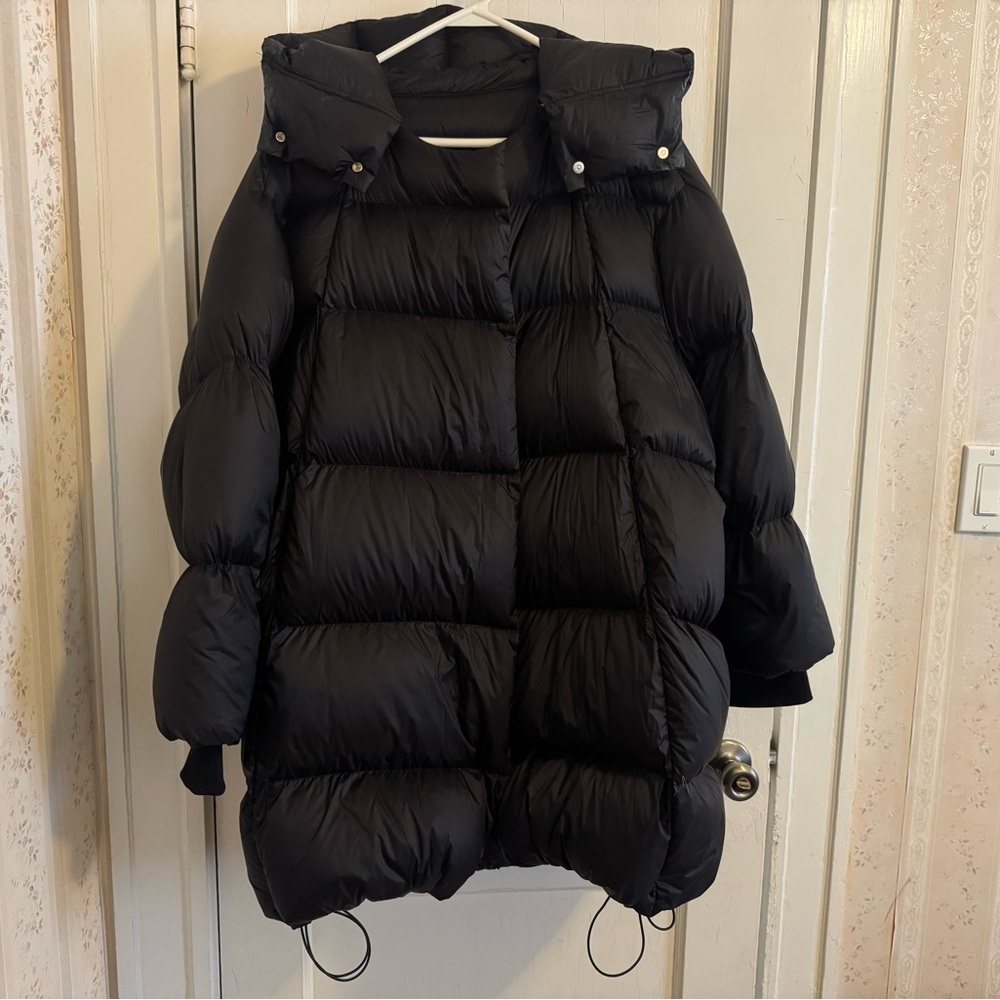 Black goose down coat women